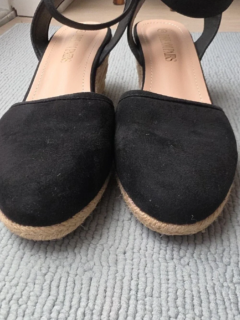 Dream Pairs Black Ankle-Strap Wedge Espadrilles -